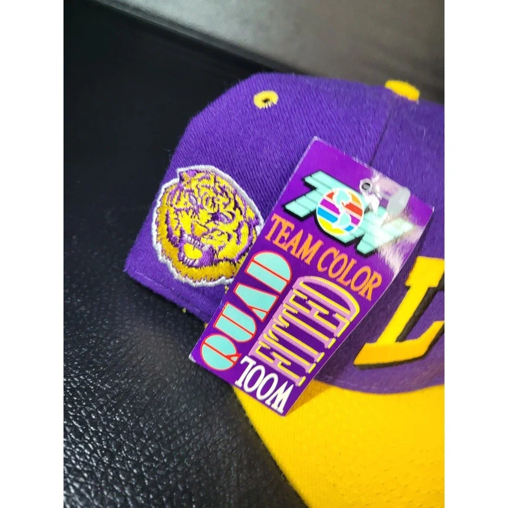 VTG LSU Tigers‎ Hat Cap Football All OVER PRINT RARE PURPLE 7 3/8 FITTED